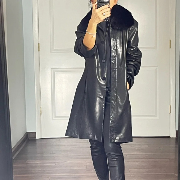 Vintage Leather Penny Lane Coat size L - Picture 2 of 13